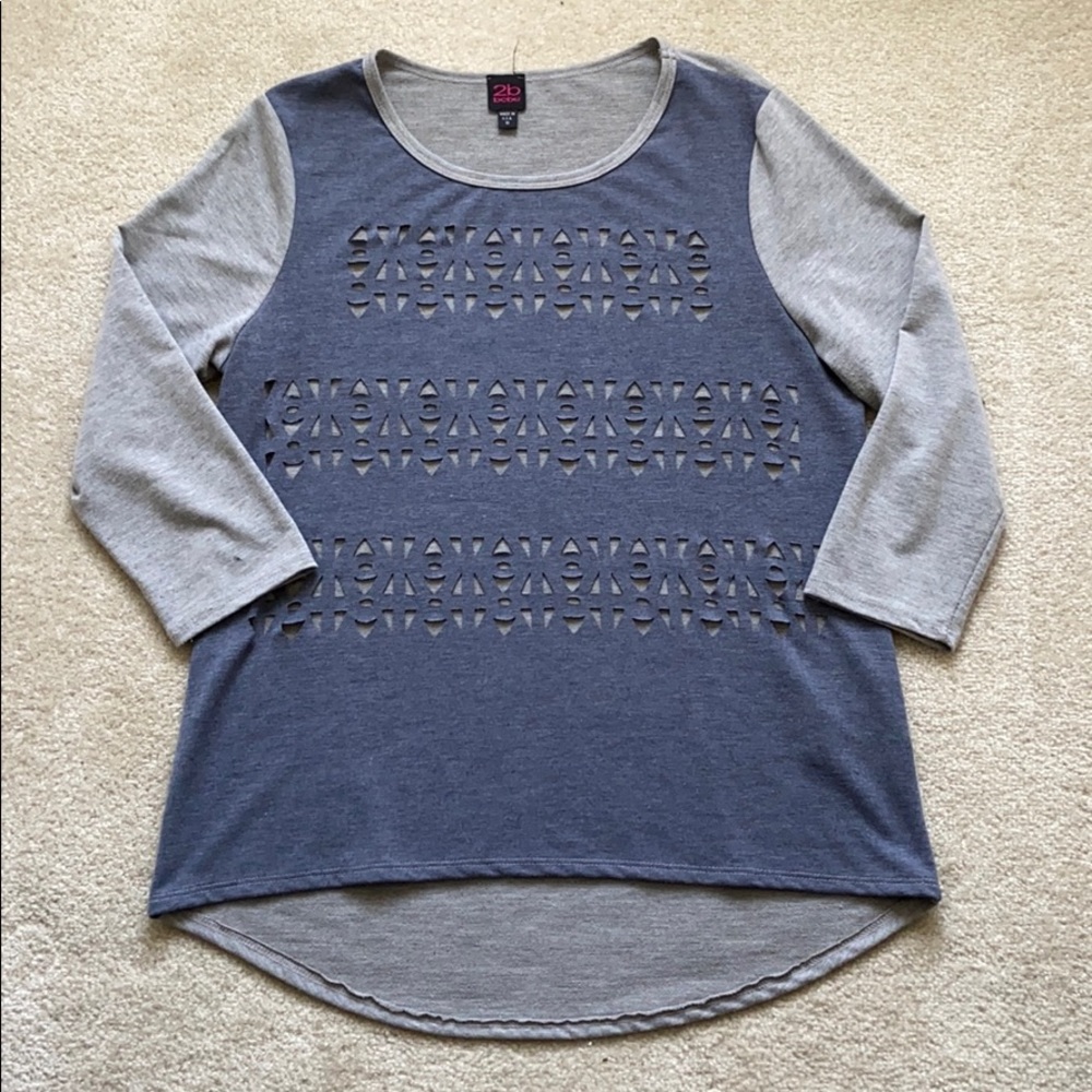2b Bebe Navy and Gray Lazer Cut Outs 3/4 Size M